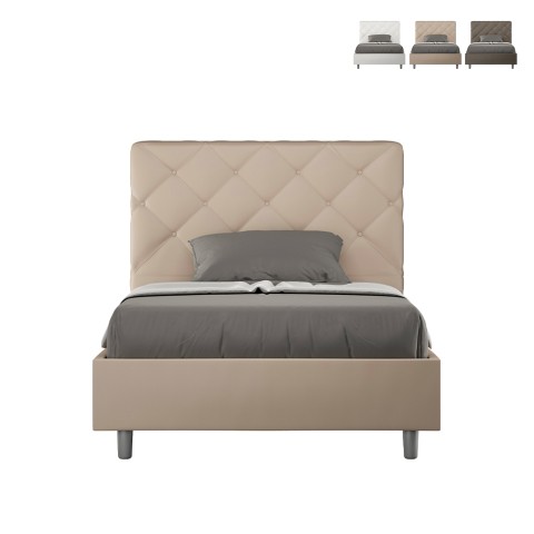 Lit double rembourré 140x200 avec rangement moderne Priya F Promotion