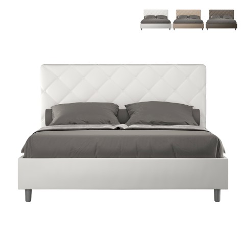 Lit double 170x200 avec rangement moderne rembourré Priya M3 Promotion