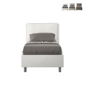 Lit simple avec coffre 80x190 coussin tête de lit rembourré Antea S Catalogue