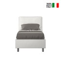 Lit simple avec coffre 80x190 coussin tête de lit rembourré Antea S Modèle