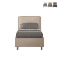 Lit simple avec coffre 80x190 coussin tête de lit rembourré Antea S Promotion