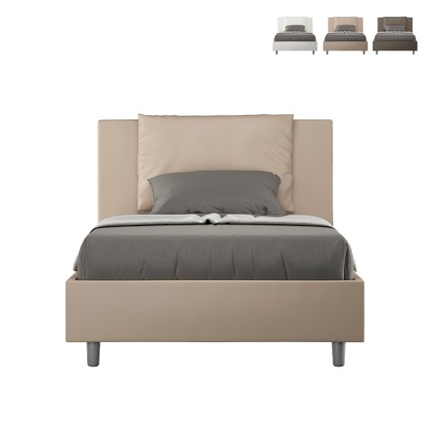 Lit avec rangement 120x190 cm avec tête de lit rembourrée Antea P Promotion