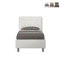 Lit simple 80x190 avec rangement et tête de lit rembourrée Annalisa S Promotion