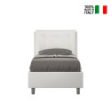 Lit simple 80x190 avec rangement et tête de lit rembourrée Annalisa S Offre