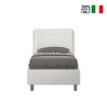 Lit simple 80x190 avec rangement et tête de lit rembourrée Annalisa S Offre