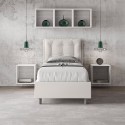 Lit simple 80x190 avec rangement et tête de lit rembourrée Annalisa S Vente