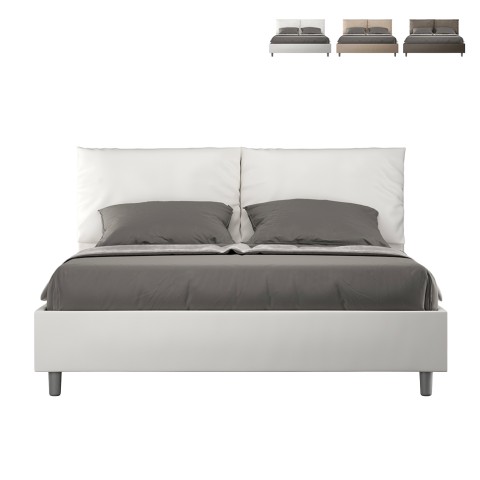 Lit double avec rangement 160x190 tête de lit coussins Antea M Promotion