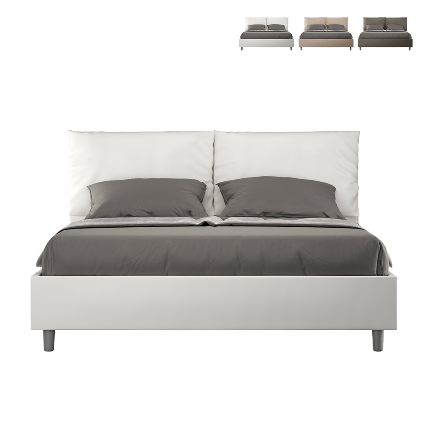 Lit double avec rangement 160x190 tête de lit coussins Antea M Promotion