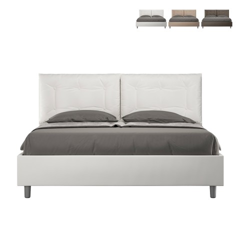 Lit double 160x190 avec rangement, tête de lit à coussins Annalisa M Promotion