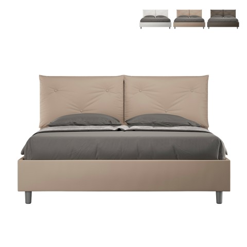Lit double avec rangement 160x190 tête de lit coussins Appia M Promotion