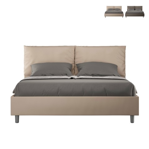 Lit double avec rangement 160x200 coussins rembourrés Antea M1 Promotion