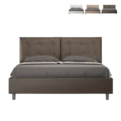 Lit double 160x200 avec rangement et coussins rembourrés Annalisa M1 Promotion