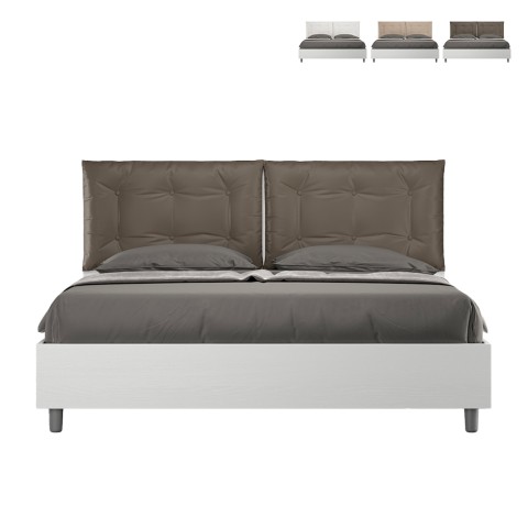 Lit double avec rangement 160x190cm en bois avec coussins Egos Annalisa Promotion