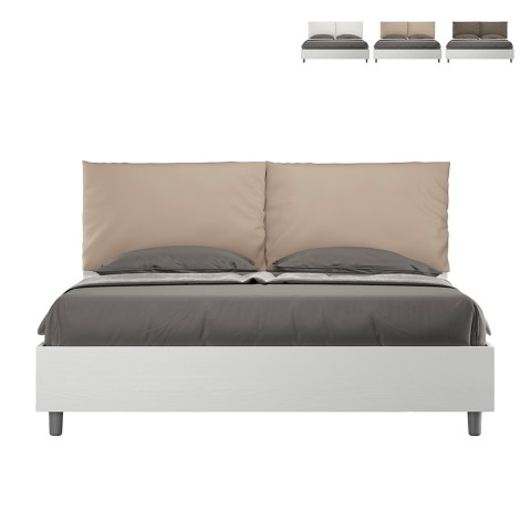 Lit coffre double en bois 160x190 cm avec coussins Egos Antea Promotion