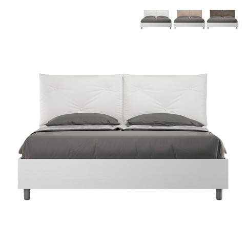 Lit double avec rangement 160x190cm coussins bois Egos Appia Promotion