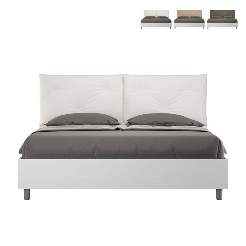 Lit double avec rangement 160x190cm coussins bois Egos Appia Promotion