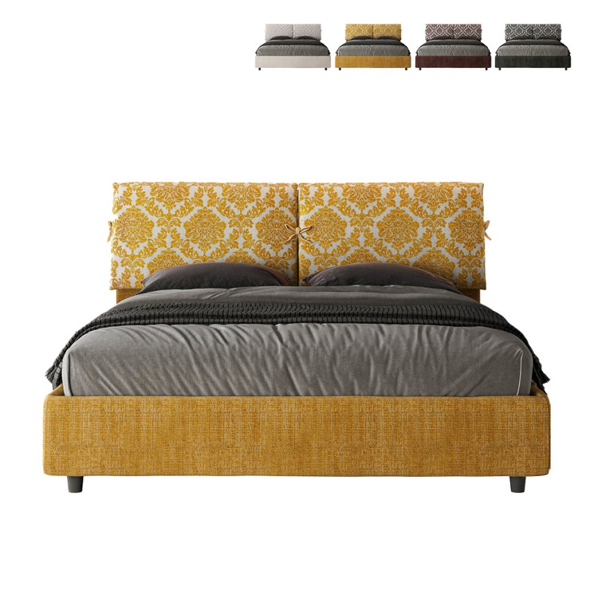 Lit double avec rangement 160x190 tissu Mados Giada Agata 