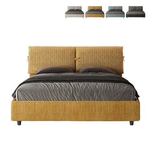 Lit double avec rangement 160x190 tissu Mados Giada Agata Promotion