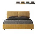 Lit double avec rangement 160x190 tissu Mados Giada Agata Promotion
