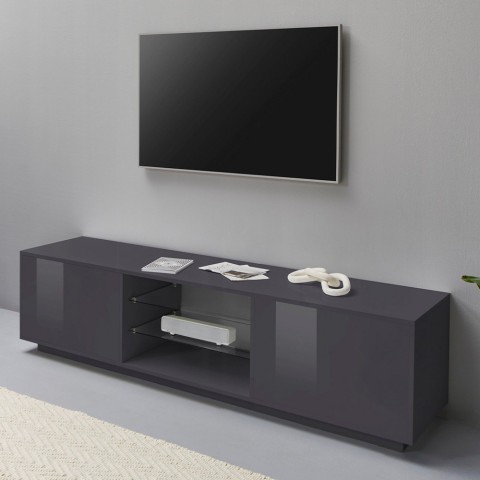 Meuble TV bas design moderne 180cm salon Dover Report