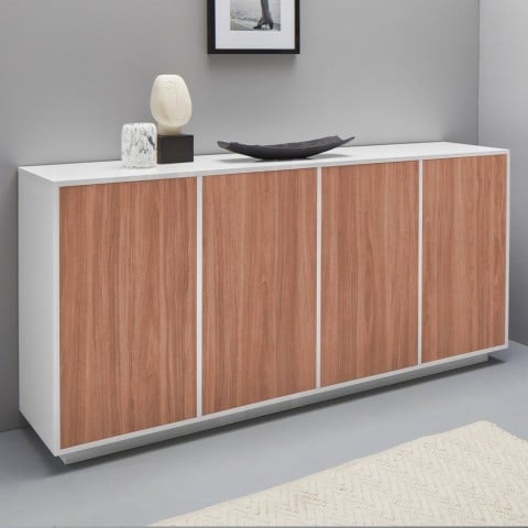 Buffet de salon 180cm meuble de cuisine design bois blanc Ceila Wood