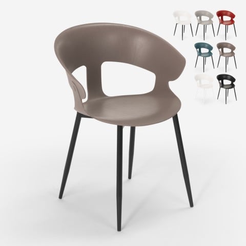 Chaise design moderne en métal polypropylène pour cuisine bar restaurant Evelyn Promotion