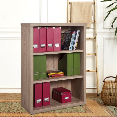 Bibliothèque petite en bois 3 casiers design moderne pour bureau et studio Simple