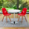 Table blanche ronde 70x70cm 2 chaises colorées d'intérieur bar café Nordica Long Island Choix