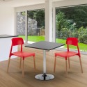 Table carrée noire 70x70cm et 2 chaises colorées d'intérieur Barcellona Mojito Catalogue