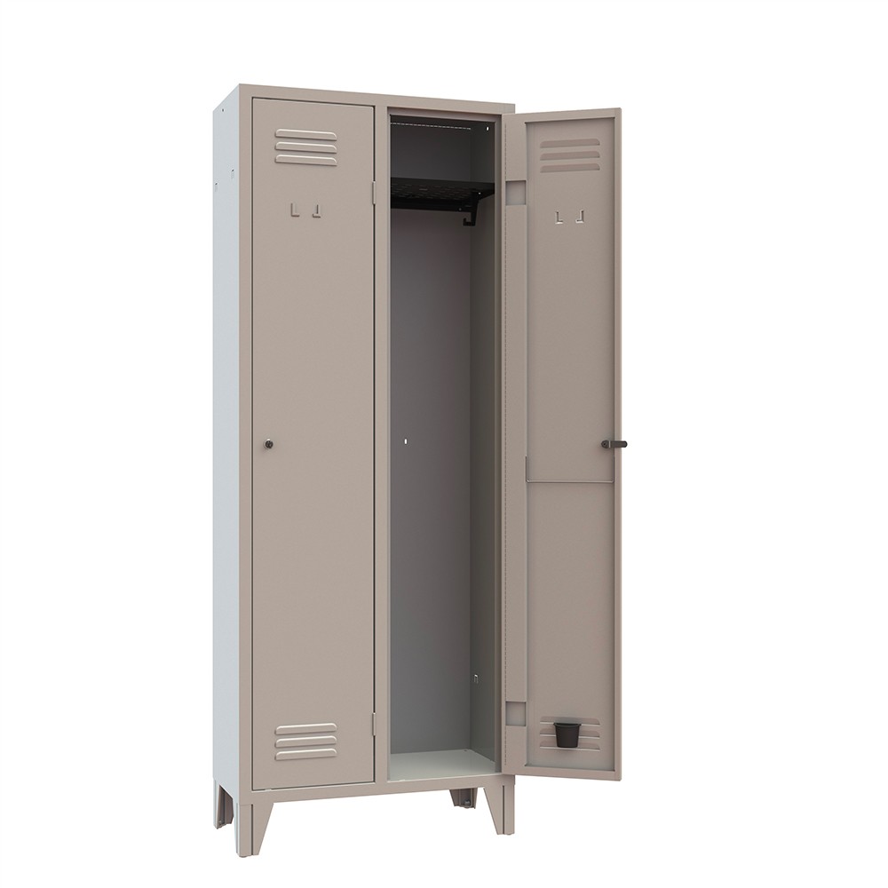 Casier vestiaire en métal 2 compartiments bureau gymnase Stylo