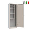 Armoire de rangement balais en métal multi-usage avec 4 étagères et serrure Mopp Vente