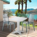 Table Carrée Blanche 70x70cm Avec 2 Chaises Colorées Grand Soleil Set Bar Café Dune Terrace Offre