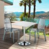 Table Carrée Blanche 70x70cm Avec 2 Chaises Colorées Et Transparentes Set Intérieur Bar Café Dune Titanium Offre