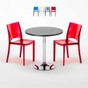 Table Ronde Noire 70x70cm Avec 2 Chaises Colorées Grand Soleil Set Intérieur Bar Café B-Side Ghost Offre