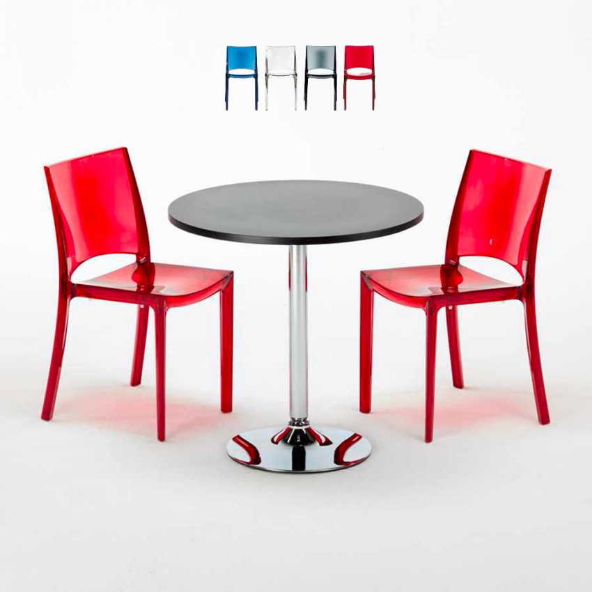 Table Ronde Noire 70x70cm Avec 2 Chaises Colorées Grand Soleil Set Intérieur Bar Café B-Side Ghost Offre Table Ronde Noire 70x70cm Avec 2 Chaises Colorées Grand Soleil Set Intérieur Bar Café B-Side Ghost Offre