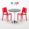 Table Ronde Noire 70x70cm Avec 2 Chaises Colorées Grand Soleil Set Intérieur Bar Café B-Side Ghost Offre