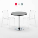 Table Ronde Noire 70x70cm Avec 2 Chaises Colorées Grand Soleil Set Intérieur Bar Café Femme Fatale Ghost Vente
