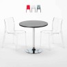 Table Ronde Noire 70x70cm Avec 2 Chaises Colorées Grand Soleil Set Intérieur Bar Café Femme Fatale Ghost Vente