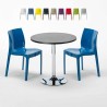 Table Ronde Noire 70x70cm Avec 2 Chaises Colorées Grand Soleil Set Intérieur Bar Café Ice Cosmopolitan Offre