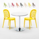 Table ronde blanche 70x70 2 Chaises Colorées Intérieur Bar Café WEDDING Long Island Remises