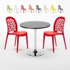 Table ronde noire 70 x 70 cm et 2 Chaises Colorées Intérieur Bar Café WEDDING Cosmopolitan Modèle