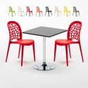 Table Carrée Noire 70x70cm et 2 Chaises Colorées Set Intérieur Bar Café WEDDING Mojito Choix