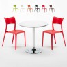 Table ronde blanche 70x70 et 2 chaises colorées bar café Parisienne Long Island Réductions