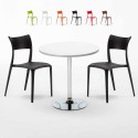 Table ronde blanche 70x70 et 2 chaises colorées bar café Parisienne Long Island Remises