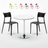 Table ronde blanche 70x70 et 2 chaises colorées bar café Parisienne Long Island Remises
