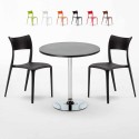 Table ronde noire 70x70cm 2 Chaises Colorées bar café Parisienne Cosmopolitan Réductions