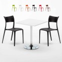 Table Carrée Blanche 70x70 2 Chaises Colorées Bar Café Parisienne Cocktail Réductions
