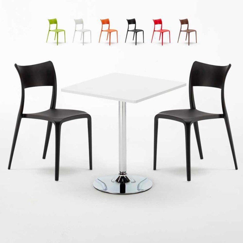 Table Carrée Blanche 70x70 2 Chaises Colorées Bar Café Parisienne Cocktail Réductions Table Carrée Blanche 70x70 2 Chaises Colorées Bar Café Parisienne Cocktail Réductions