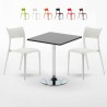 Table Carrée Noire 70x70cm et  2 Chaises Colorées Bar Café Parisienne Mojito Offre