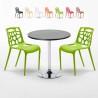 Table ronde noire 70x70 et 2 Chaises Colorées bar café Gelateria Cosmopolitan Choix